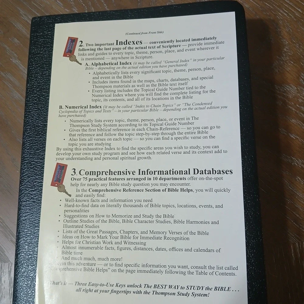 The Thompson Chain Reference Study Bible  NKJV Thumbed Index Black Bonded...